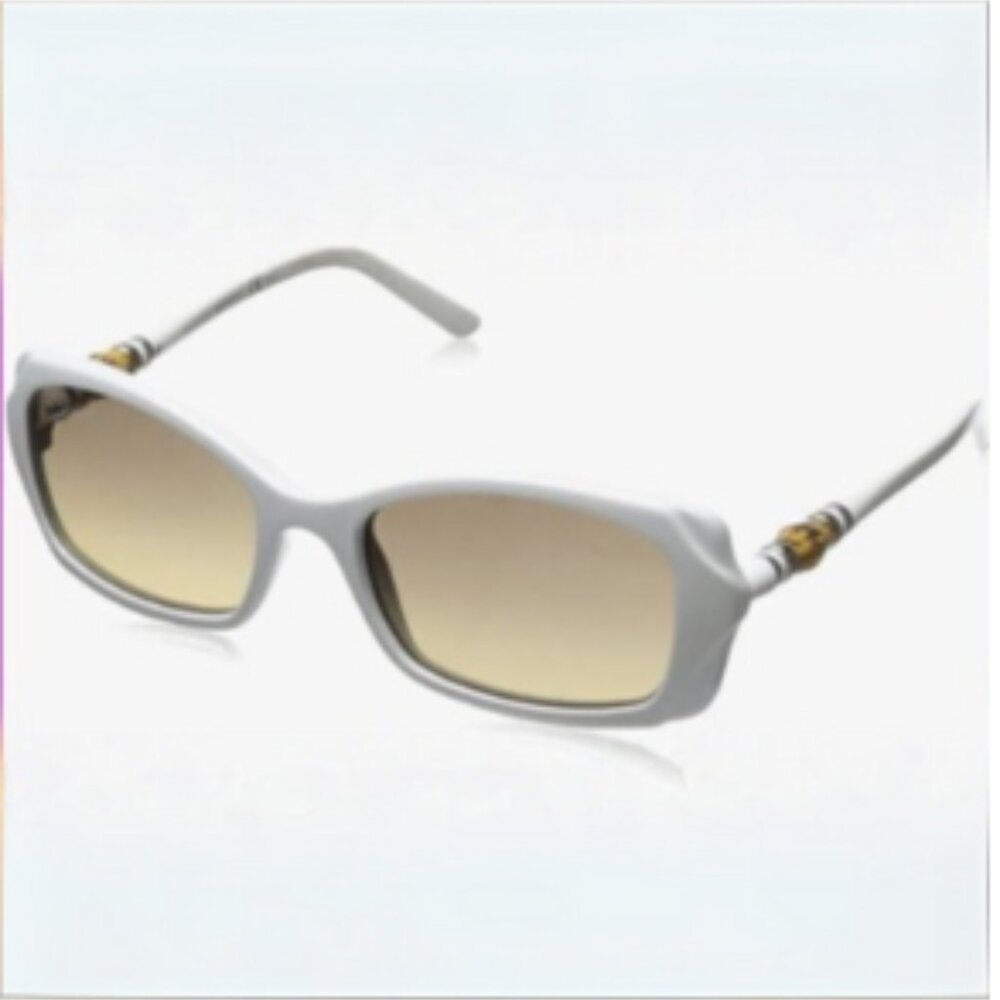Gucci White Bamboo Sunglasses - GG3194/S - Rectangular Brown Tint - Never Worn